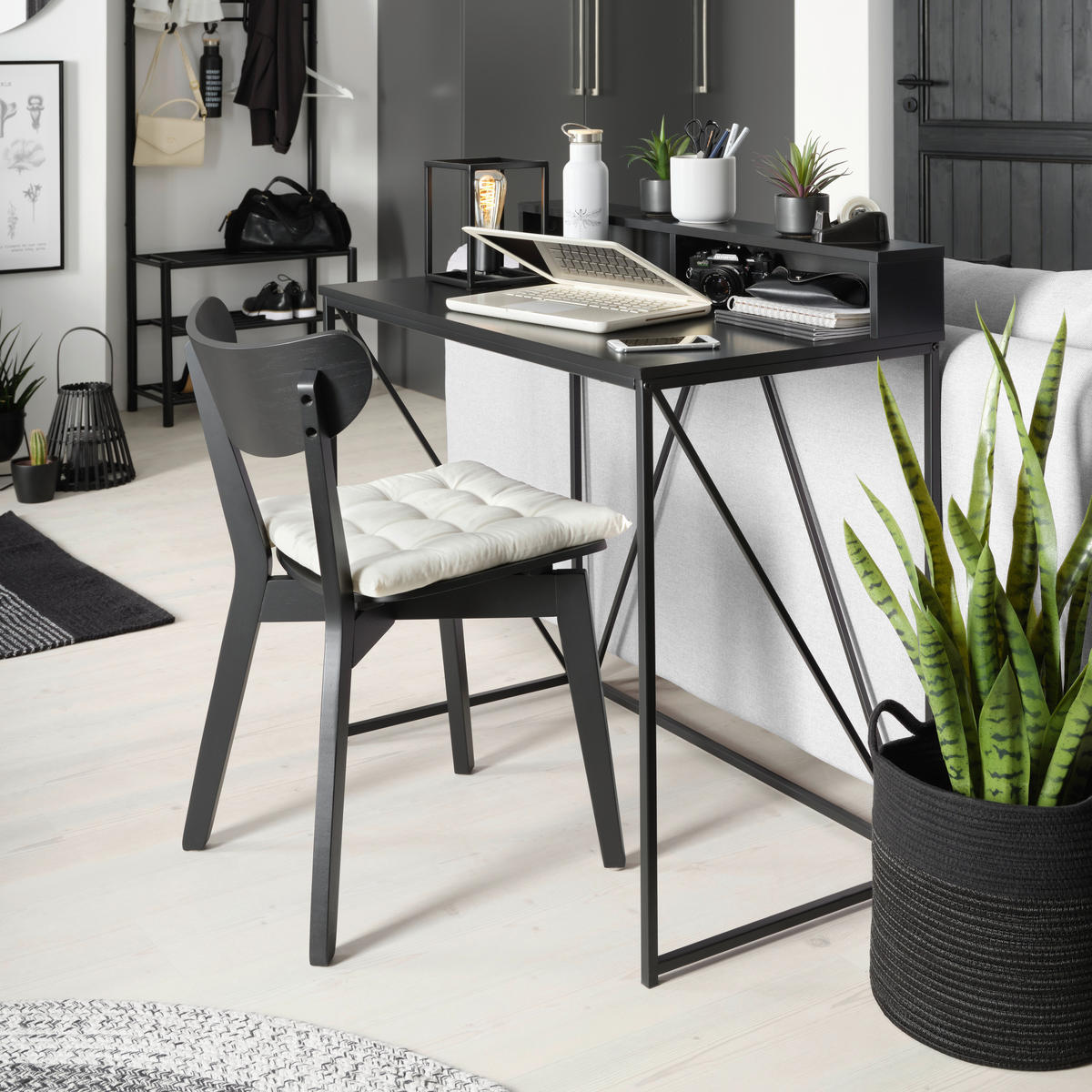 SKRIVBORD 91/50/87 cm  i svart  - svart, Modern, metall/trämaterial (91/50/87cm) - Best Price