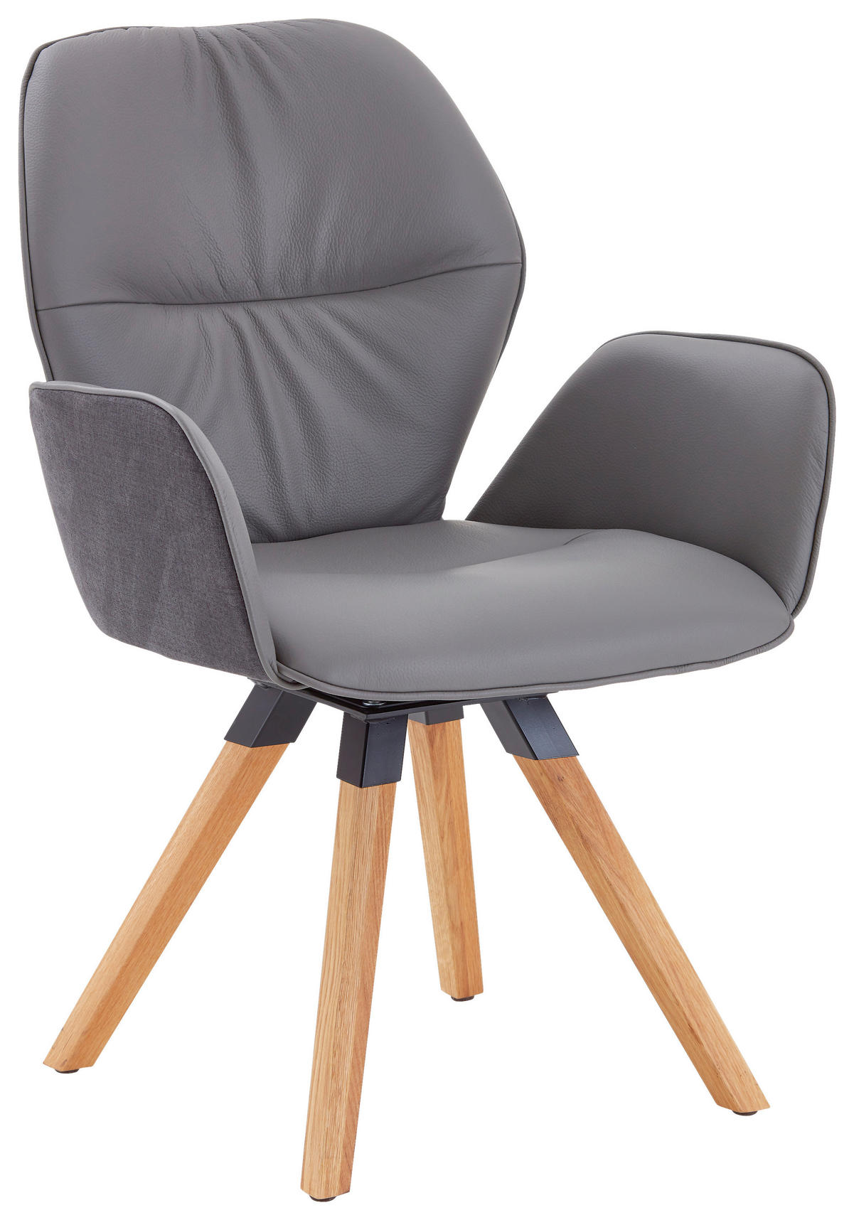 ARMLEHNSTUHL  in Echtleder pigmentiert  - Wildeiche/Graphitfarben, Design, Leder/Holz (62/91/59cm) - Valdera