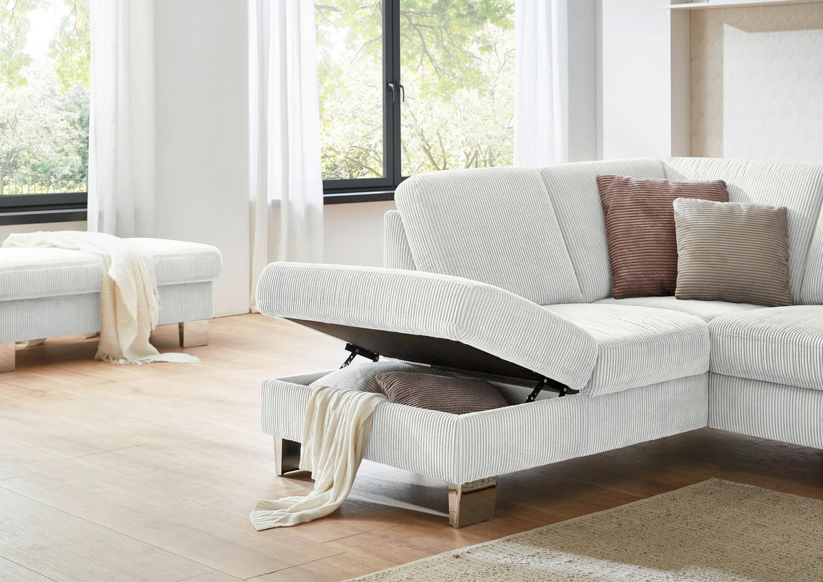 HÖRNSOFFA i manchester ecru  - stålfärgad/ecru, Klassisk, metall/textil (200/248cm) - Beldomo System