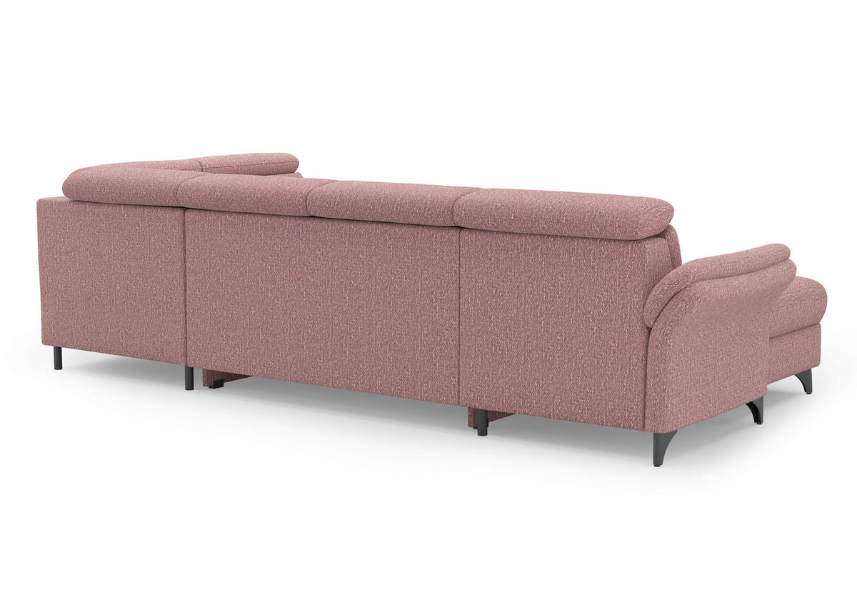 WOHNLANDSCHAFT GLENDALE E Aubergine Chenille  - Aubergine/Schwarz, KONVENTIONELL, Textil/Metall (166/321/193cm) - Sit & More