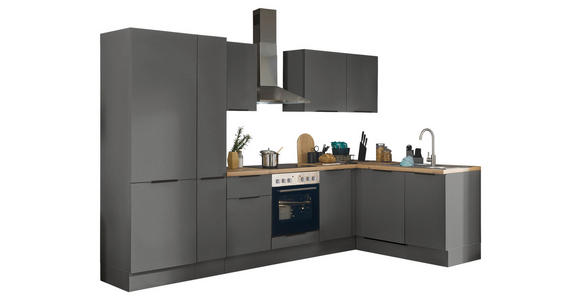 ECKKÜCHE 310/175 cm  in Graphitfarben  - Schwarz/Graphitfarben, Basics, Holzwerkstoff/Metall (310/175cm) - Xora