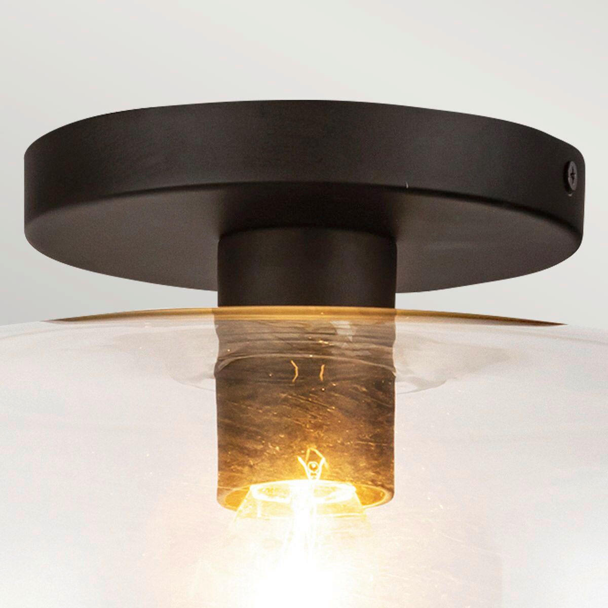 DECKENLEUCHTE 17,6/30,5 cm    - Schwarz, KONVENTIONELL, Glas/Metall (17,6/30,5cm) - Elstead Lighting