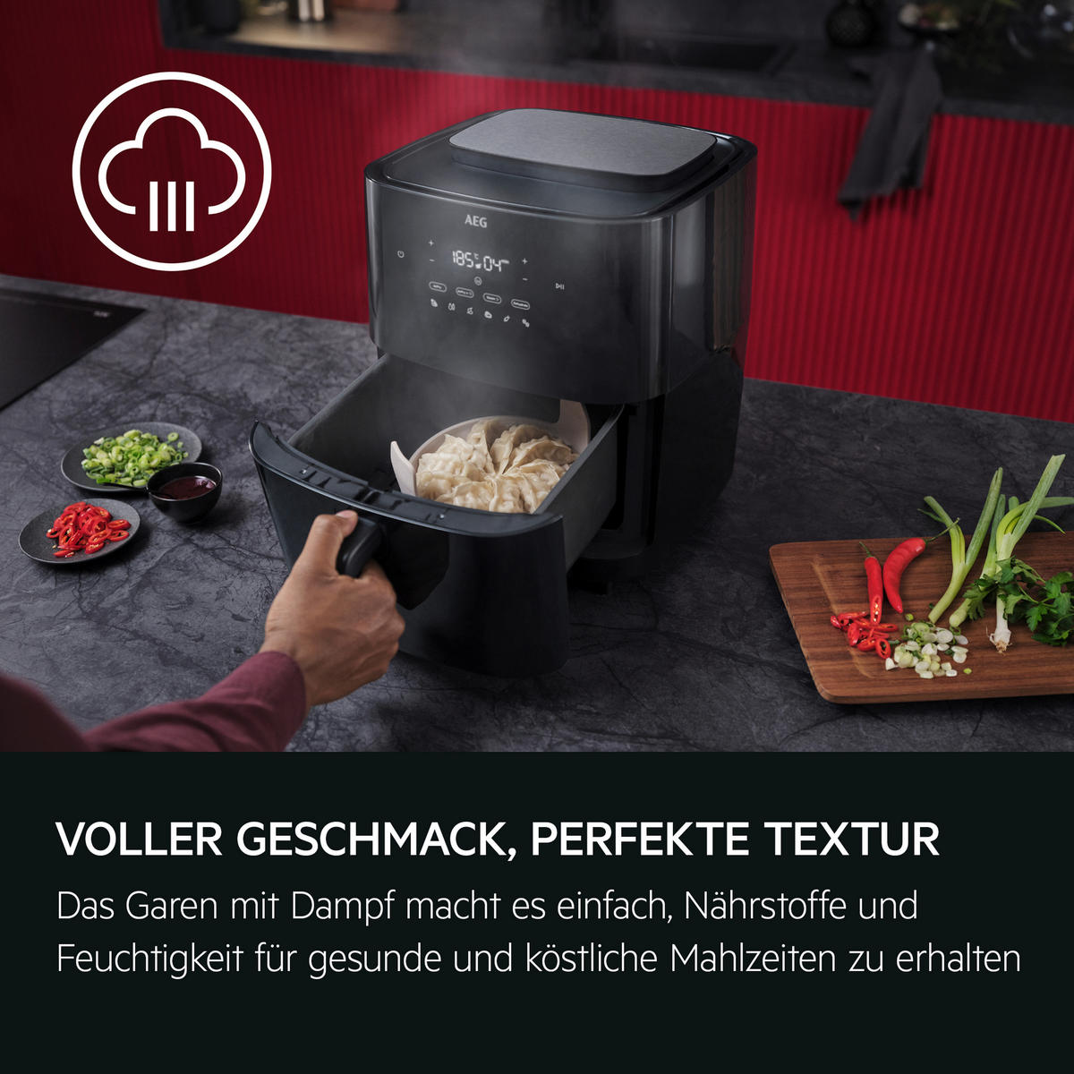 HEIßLUFTFRITTEUSE AAF7SB 6,9 L  - Schwarz, Basics, Kunststoff (32,5/39,7/44,4cm) - AEG