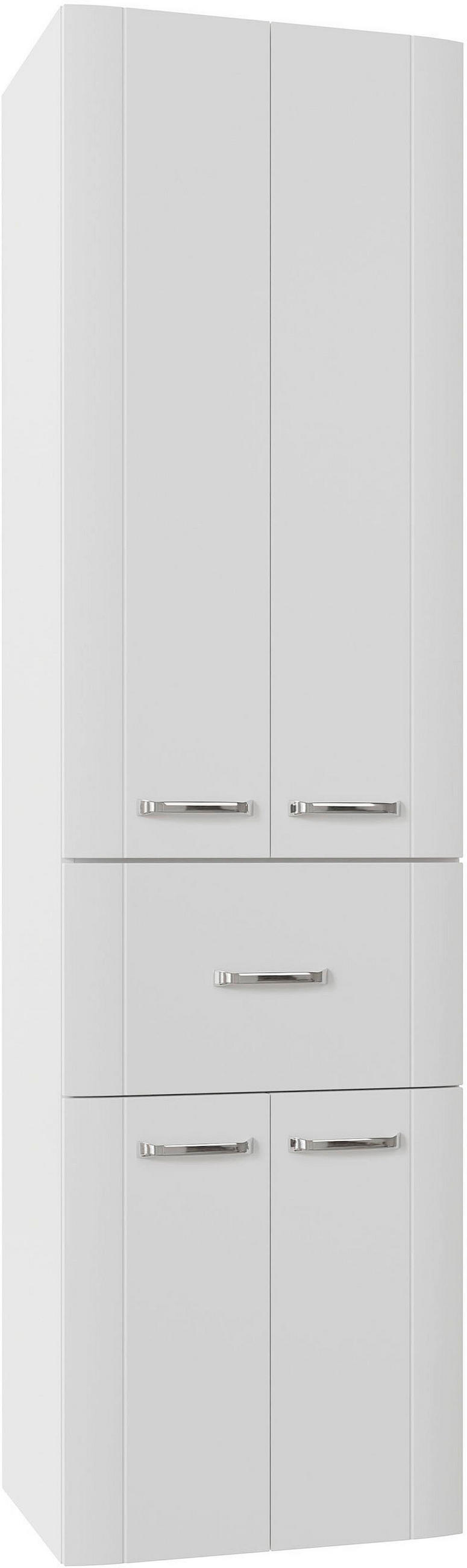 HOCHSCHRANK 50/182/38 cm  - Chromfarben/Weiß Hochglanz, MODERN, Glas/Holzwerkstoff (50/182/38cm) - Sadena
