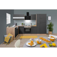 ECKKÜCHE 172/310 cm  in Grau, Eichefarben  - Eichefarben/Grau, Basics, Glas/Holzwerkstoff (172/310cm) - Respekta