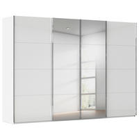 SCHWEBETÜRENSCHRANK 316/223/68 cm,  in Weiß, 4 Tür(en)  - Chromfarben/Weiß, Design, Glas/Holzwerkstoff (316/223/68cm) - Novel