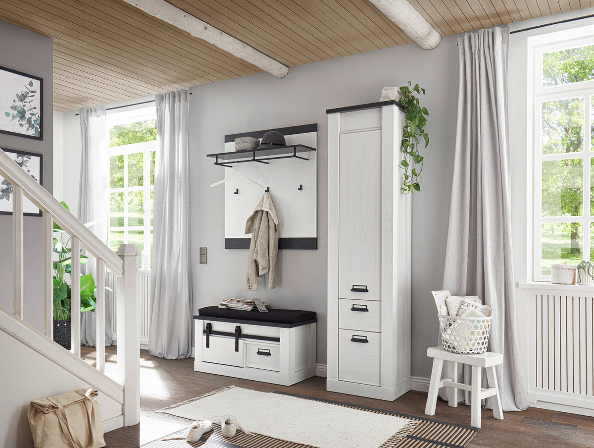 GARDEROBE 4-teilig  in 164/201/43 cm  - Anthrazit/Weiß, Design, Holzwerkstoff/Textil (164/201/43cm) - Modante