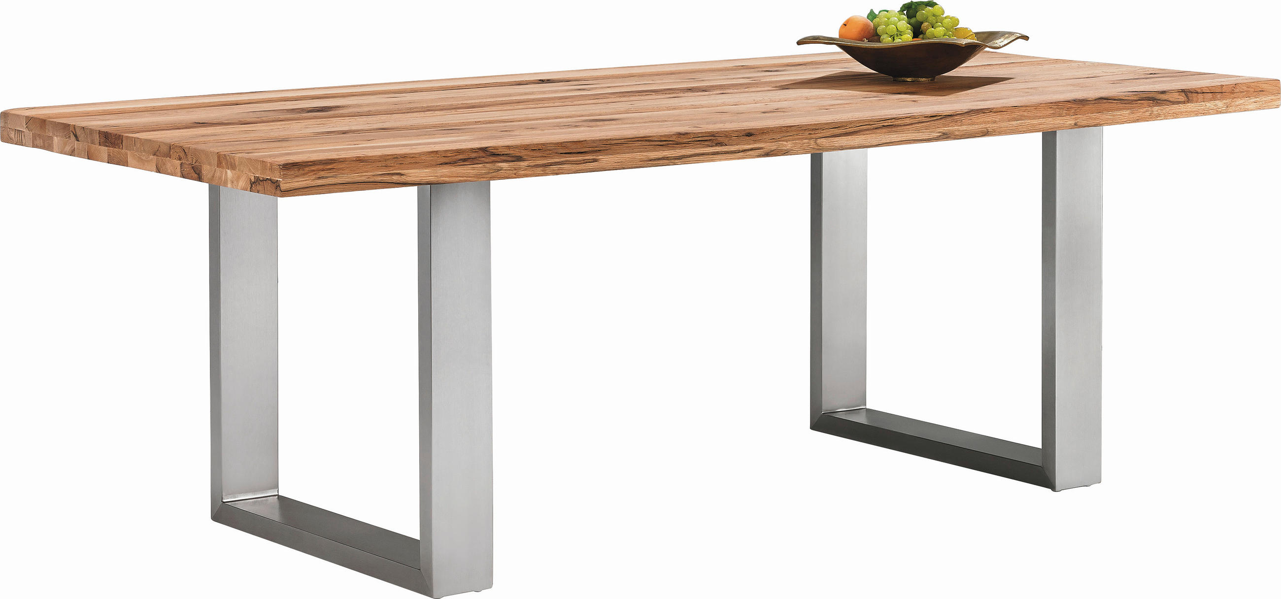 ESSTISCH in Holz, Metall 240/100/77 cm  - Edelstahlfarben/Eichefarben, Design, Holz/Metall (240/100/77cm) - Novel