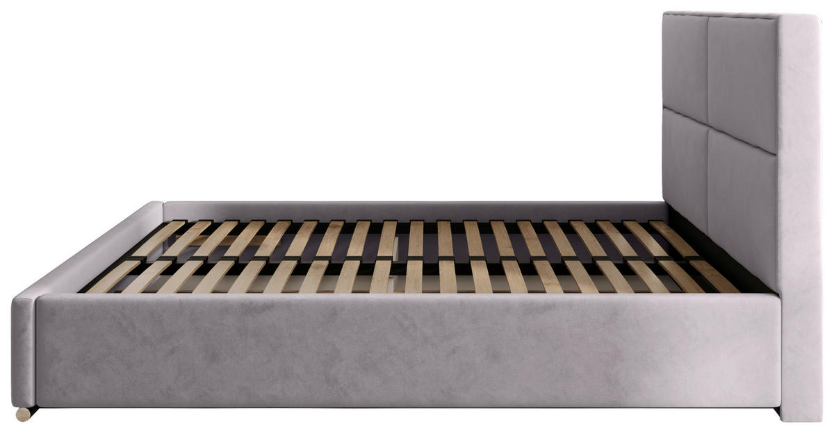 POLSTERBETT 140/200 cm,  in Hellgrau, gepolstertes Kopfteil, Lattenrost, Bettkasten,  - Chromfarben/Hellgrau, MODERN, Holz/Kunststoff (140/200cm) - Chameo