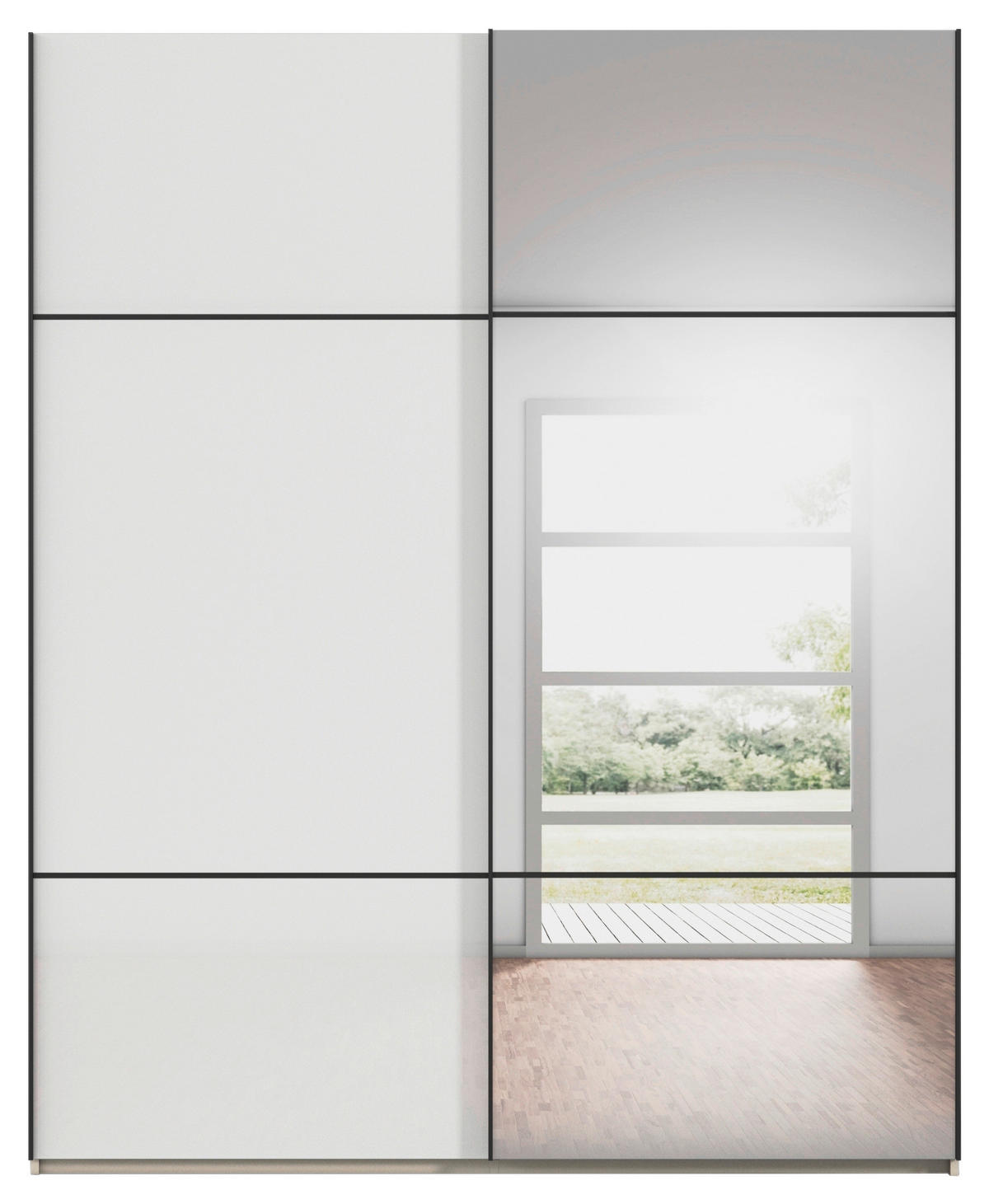 SCHWEBETÜRENSCHRANK in Champagner  - Champagner/Schwarz, Konventionell, Glas/Holzwerkstoff (181/223/68cm) - Novel