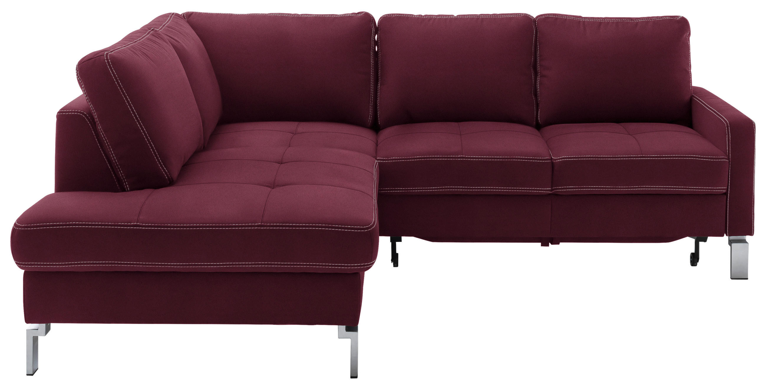 ECKSOFA in Mikrofaser Beere  200/229 cm  - Chromfarben/Beere, Design, Textil/Metall (200/229cm) - Pure Home Lifestyle