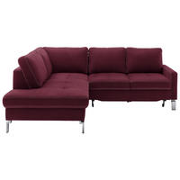 ECKSOFA in Mikrofaser Beere  200/229 cm  - Chromfarben/Beere, Design, Textil/Metall (200/229cm) - Pure Home Lifestyle