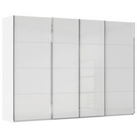 SCHWEBETÜRENSCHRANK 316/235/68 cm,  in Weiß, 4 Tür(en)  - Chromfarben/Weiß, Design, Glas/Holzwerkstoff (316/235/68cm) - Novel