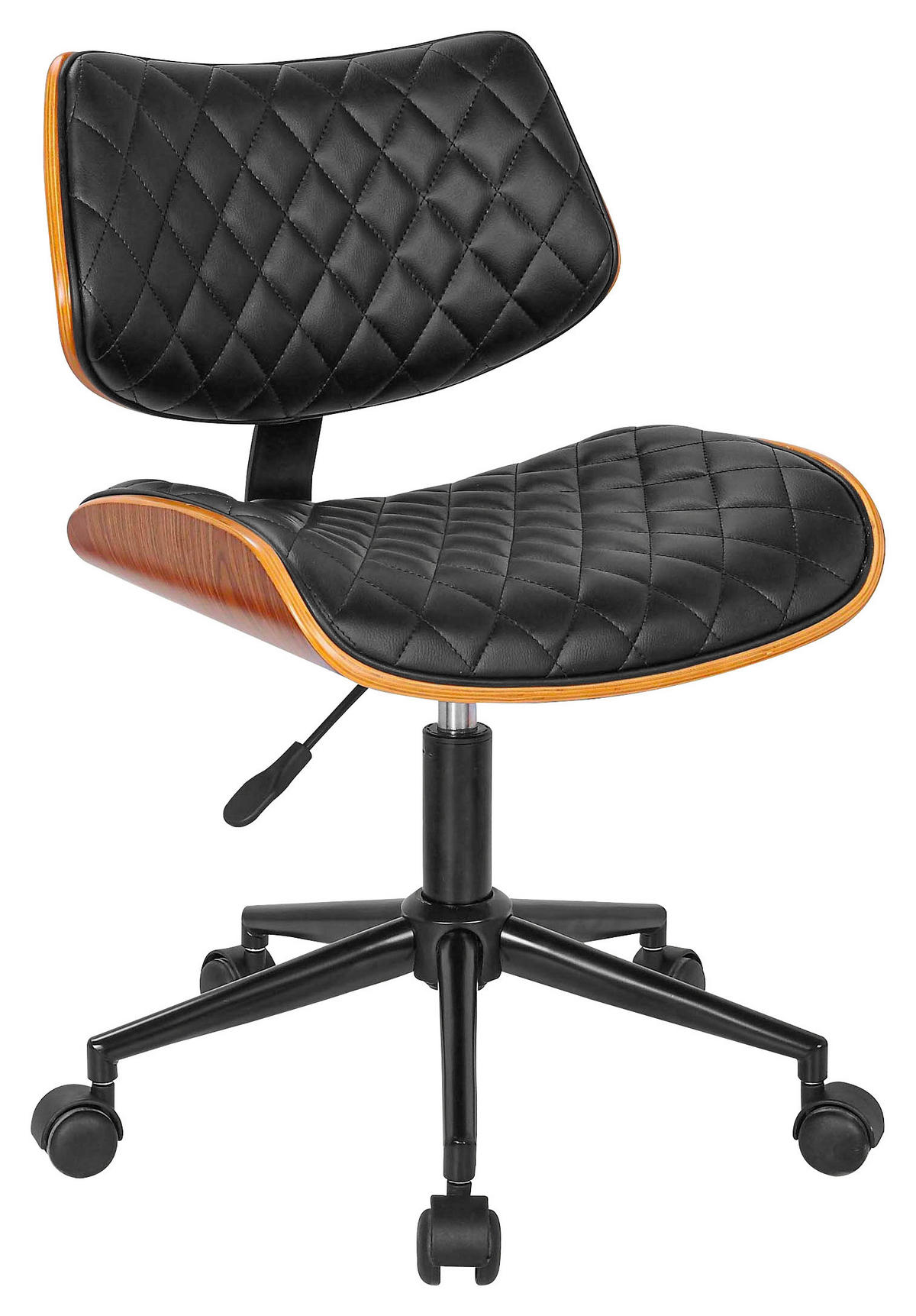 SNURRSTOL  i läderimitation naturfärgad, svart  - valnötsfärgad/svart, Lifestyle, metall/trä (48/76-86/51cm) - Premium Living