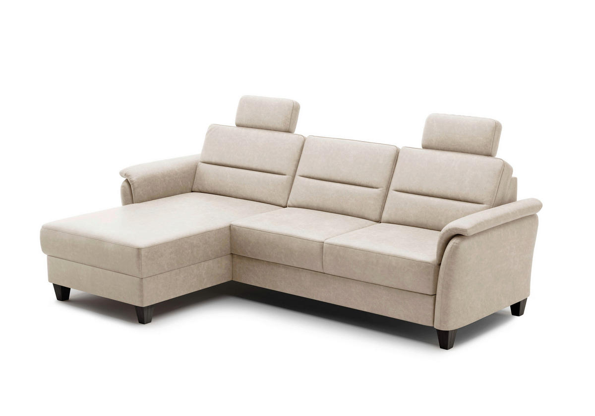 ECKSOFA PALMERA V Beige Mikrofaser  - Wengefarben/Beige, KONVENTIONELL, Holz/Textil (163/244cm) - Sit & More