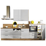 KÜCHENLEERBLOCK 320 cm   in Eichefarben, Grau Hochglanz  - Eichefarben/Grau Hochglanz, Design, Holzwerkstoff/Metall (320cm) - Xora