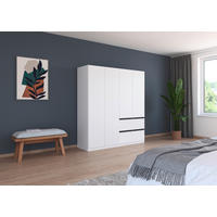 OMARA ZA OBLAČILA, bela, temno siva  - temno siva/siva, Trend, umetna masa/leseni material (181/197/54cm) - Xora