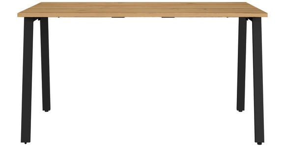 SCHREIBTISCH 140/80/75 cm Schwarz, Eichefarben  - Eichefarben/Schwarz, MODERN, Holzwerkstoff/Metall (140/80/75cm) - Novel