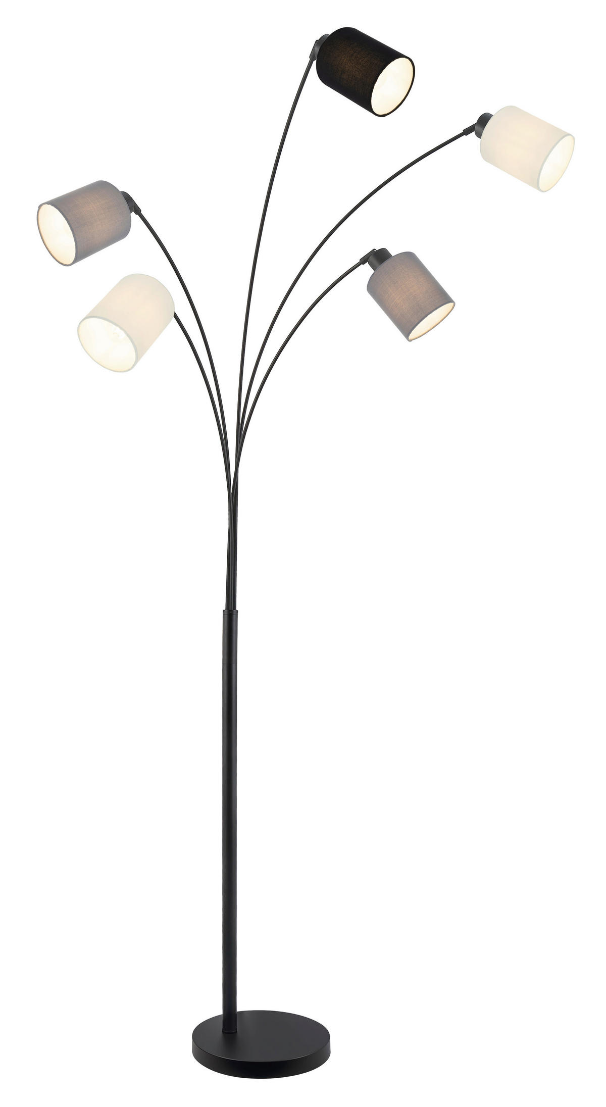 STOJACÍ LAMPA, 90/200 cm  - šedá/černá, Design, kov/textil (90/200cm) - Novel