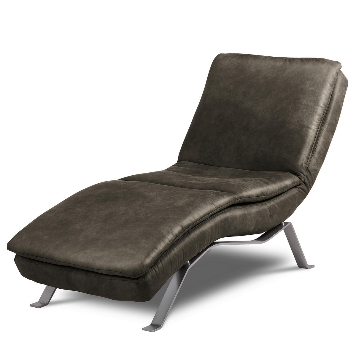 RELAXLIEGE in Lederlook Anthrazit  - Anthrazit/Silberfarben, Design, Textil/Metall (65/95/171cm) - Celina Home