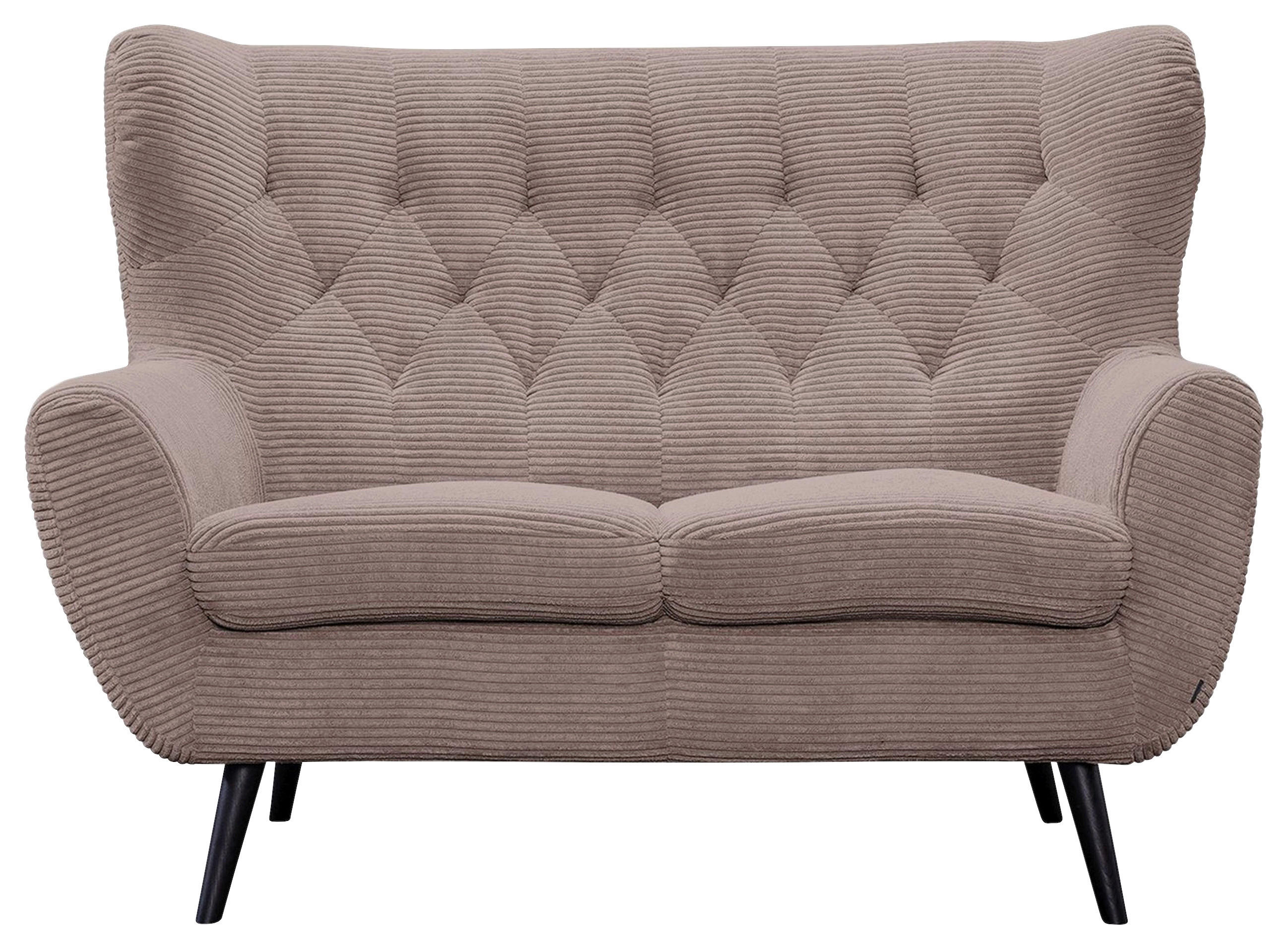 2-SITZER-SOFA Cord Braun  - Schwarz/Braun, Design, Holz/Textil (137/101/95cm) - Stylife