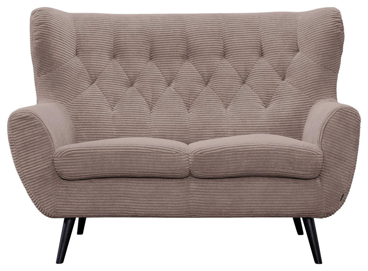 2-SITZER-SOFA Cord Braun  - Schwarz/Braun, Design, Holz/Textil (137/101/95cm) - Stylife