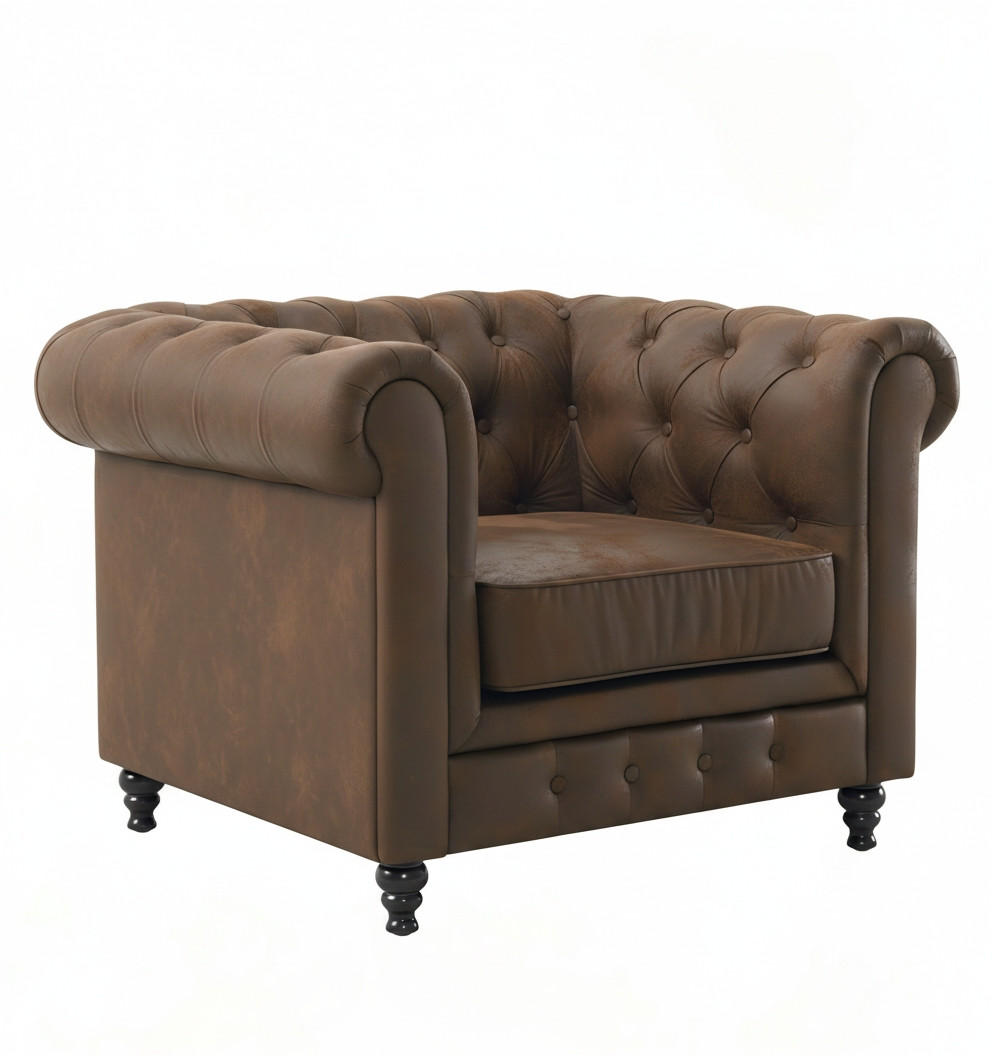 CHESTERFIELD-SESSEL - Schwarz/Braun, Basics, Holz/Textil (102/73/87cm) - Xora