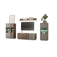 WOHNWAND 4-teilig  in Eichefarben, Anthrazit  327/170/45 cm  - Eichefarben/Anthrazit, Design, Glas/Holzwerkstoff (327/170/45cm) - MID.YOU