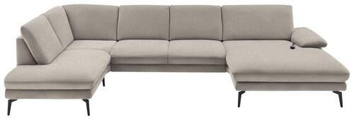 WOHNLANDSCHAFT Hellbraun Webstoff  - Hellbraun/Schwarz, Design, Textil/Metall (208/344/180cm) - Dieter Knoll