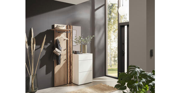 GARDEROBE 3-teilig  in 125/196/39 cm  - Eichefarben/Weiß, Design, Glas/Holz (125/196/39cm) - Johann Jakob