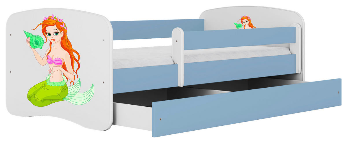 KINDER-/JUNIORBETT 80/160 cm  in Blau, Weiß  - Blau/Birkefarben, MODERN, Holz/Holzwerkstoff (80/160cm) - MID.YOU