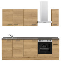 KÜCHENBLOCK 240 cm   in Eichefarben, Schieferfarben  - Schieferfarben/Eichefarben, MODERN, Holzwerkstoff/Metall (240cm) - Nobilia