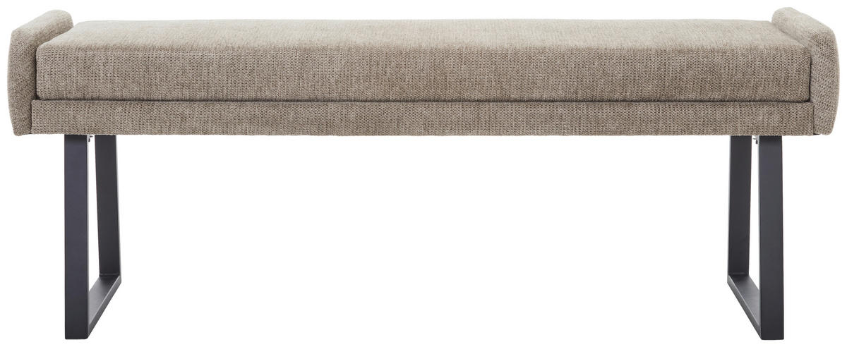 HOCKERBANK 140/51/49 cm Webstoff Taupe, Schwarz  - Taupe/Schwarz, Design, Textil/Metall (140/51/49cm) - Novel