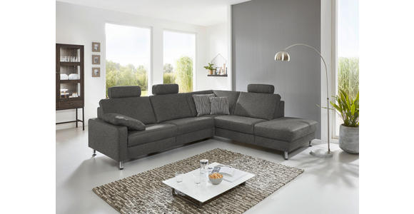 ECKSOFA in Mikrofaser Grau  - Alufarben/Grau, Design, Textil/Metall (275/242cm) - Dieter Knoll