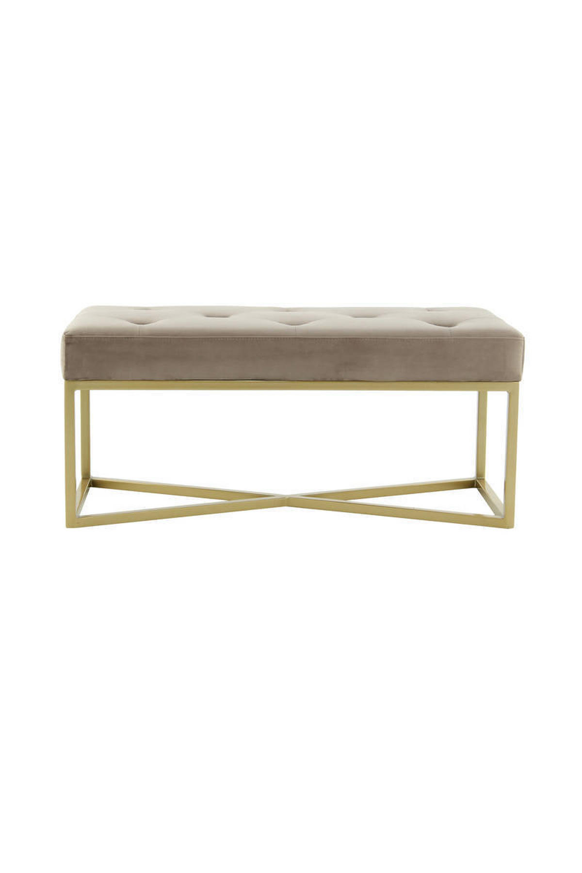 HOCKERBANK in Metall, Kunststoff, Textil, Holzwerkstoff Taupe, Goldfarben  - Taupe/Goldfarben, Basics, Holzwerkstoff/Kunststoff (90/40/40cm) - Kayoom