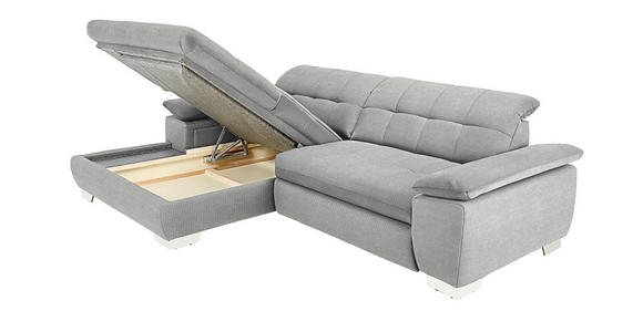 ECKSOFA in Mikrofaser Hellgrau  - Chromfarben/Hellgrau, Design, Textil/Metall (180/265cm) - Carryhome