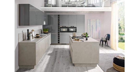 EINBAUKÜCHE - Grau, Design, Holzwerkstoff/Stein - Dieter Knoll