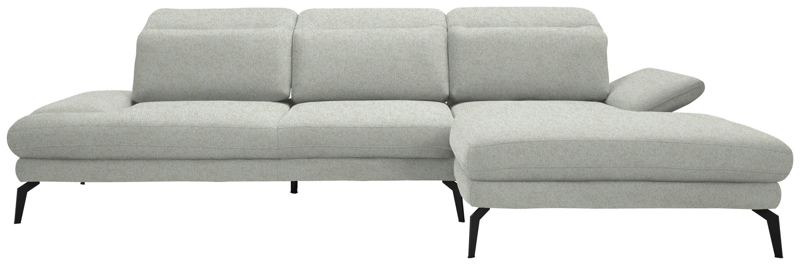 ECKSOFA Creme Webstoff  - Creme/Schwarz, Design, Textil/Metall (289/180cm) - Stylife