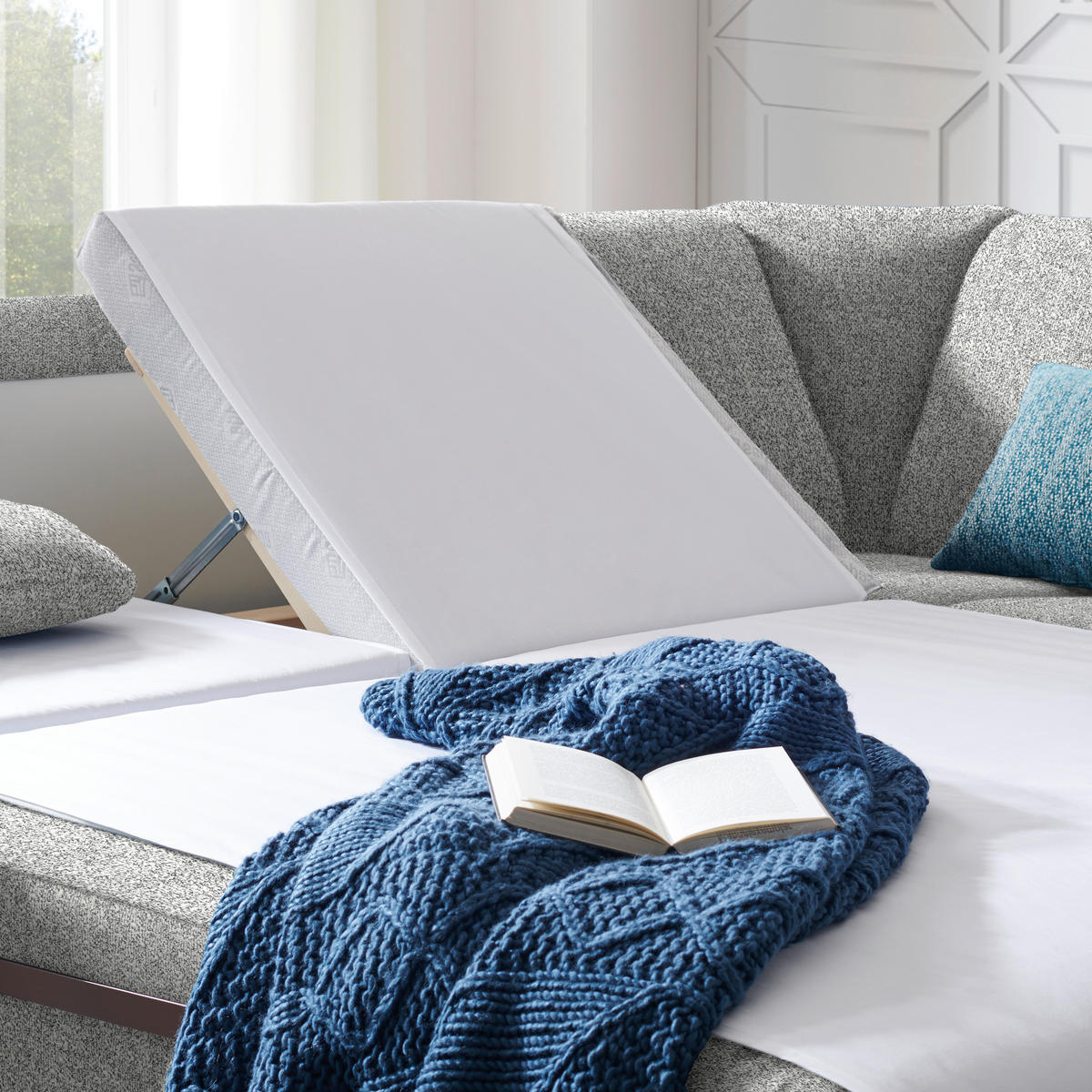 WOHNLANDSCHAFT  in Mikrovelours Naturfarben  - Alufarben/Naturfarben, KONVENTIONELL, Kunststoff/Textil (236/322/158cm) - Sedda