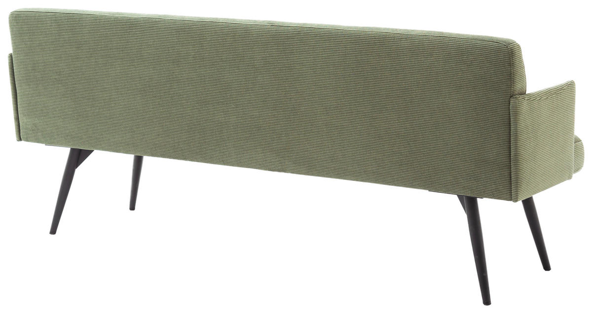 SITZBANK in Textil Olivgrün  - Schwarz/Olivgrün, Design, Textil/Metall (206/85/69cm) - Johann Jakob