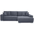 ECKSOFA inkl.Funktionen Grau Samt  - Silberfarben/Grau, Design, Holz/Textil (293/195cm) - Cantus