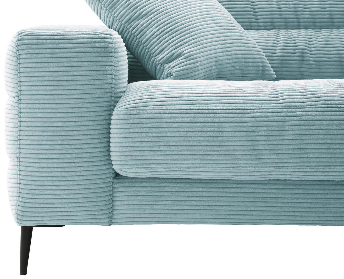 ECKSOFA in Cord Hellblau  296/207 cm  - Schwarz/Hellblau, Design, Textil/Metall (296/207cm) - Dieter Knoll