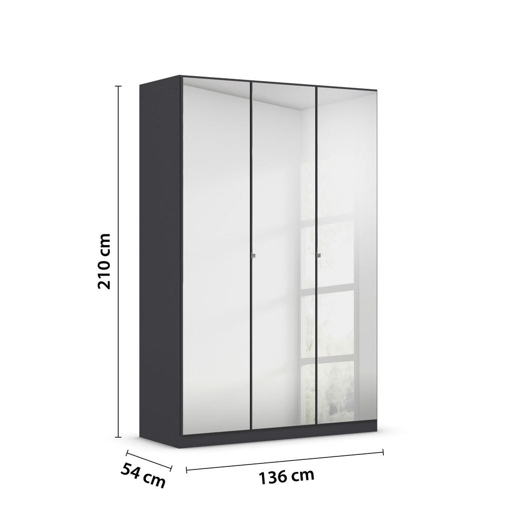 Thumbnail - Rauch Möbel Drehtürenschrank, Graphit, Metall, 2 Fächer, 136x210 cm, Blauer Engel, Goldenes M, Made in Germany, umfangre...