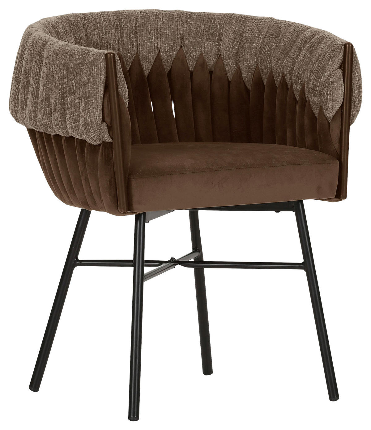 ARMLEHNSTUHL Chenille, Flachgewebe  - Schwarz/Braun, Lifestyle, Textil/Metall (65/76/60cm) - Landscape