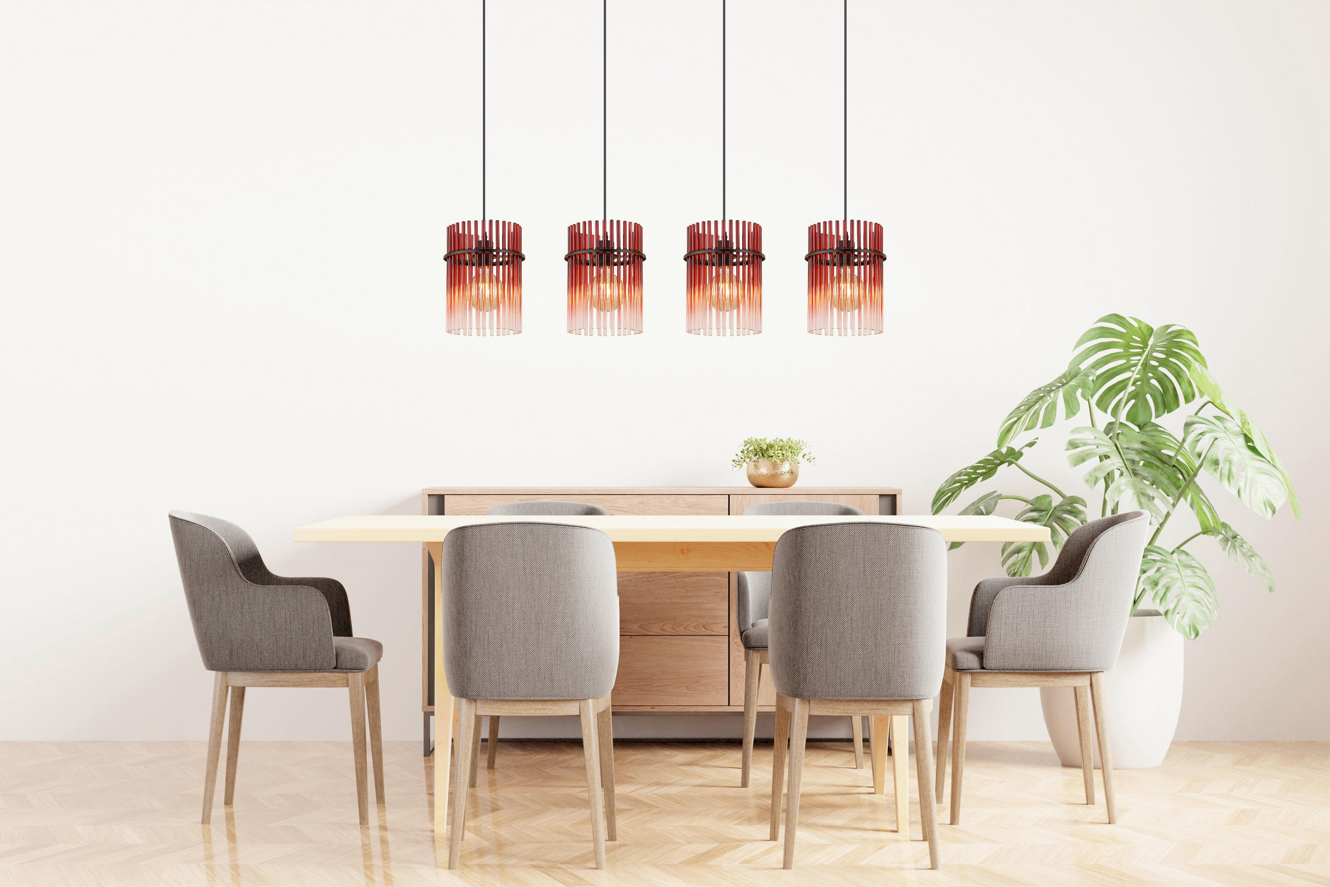 HÄNGELEUCHTE GORLEY 110/20/140 cm   - Klar/Brombeere, LIFESTYLE, Glas/Kunststoff (110/20/140cm) - Globo