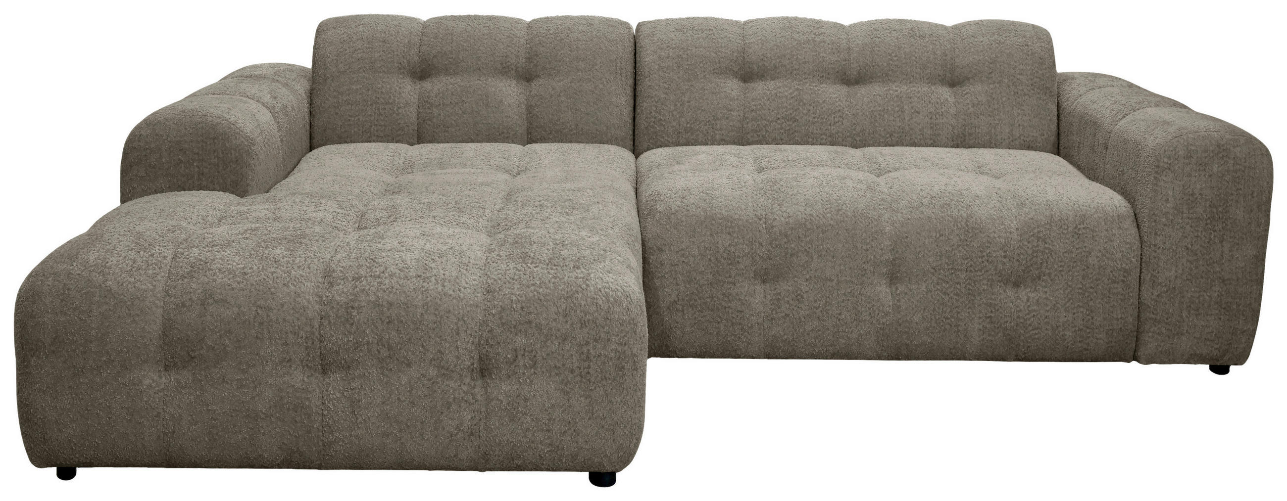 ECKSOFA RUNO Hellbraun Bouclé  - Hellbraun/Schwarz, Design, Kunststoff/Textil (175/270cm) - MID.YOU