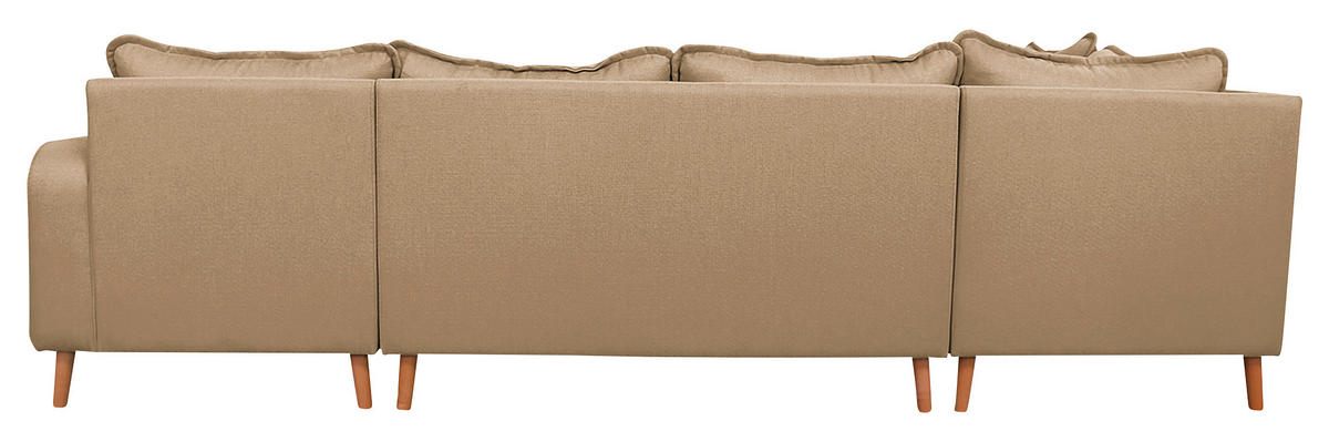 WOHNLANDSCHAFT Sandfarben Textilgeflecht  - Sandfarben/Wengefarben, Design, Holz/Textil (167/296/170cm) - Livetastic