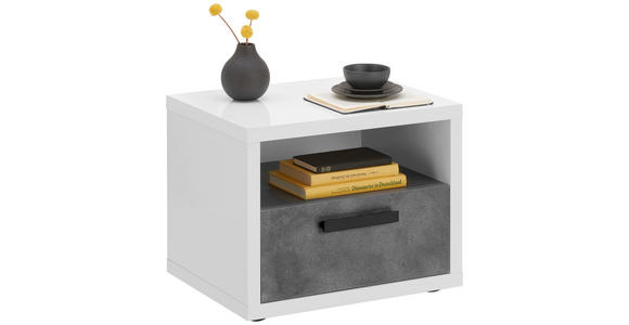 NACHTKÄSTCHEN 52/44/41 cm  in Schieferfarben, Weiß Hochglanz  - Schieferfarben/Weiß Hochglanz, Design, Holzwerkstoff/Kunststoff (52/44/41cm) - Xora