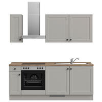 KÜCHENLEERBLOCK 210 cm   in Grau, Eiche dunkel  - Eiche dunkel/Schwarz, MODERN, Holzwerkstoff/Metall (210cm) - Nobilia