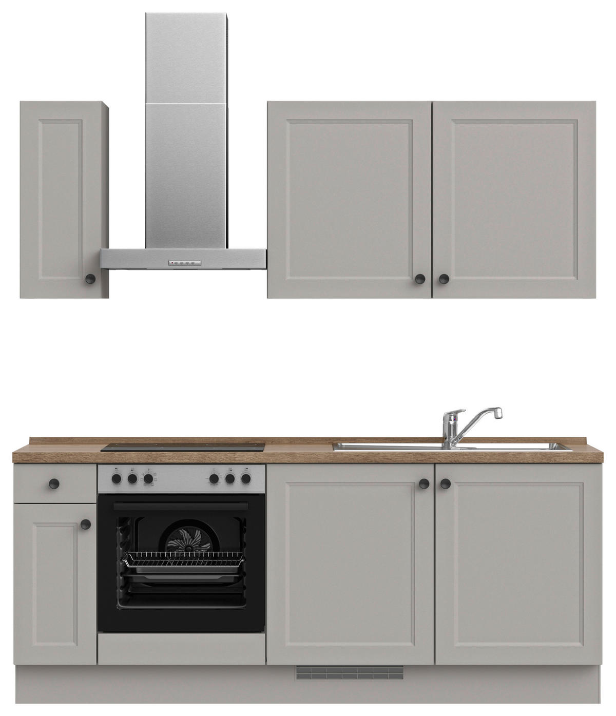 KÜCHENLEERBLOCK 210 cm   in Grau, Eiche dunkel  - Eiche dunkel/Schwarz, MODERN, Holzwerkstoff/Metall (210cm) - Nobilia